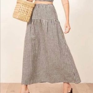 REFORMATION Kitty Gingham Maxi Skirt medium